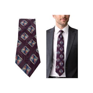 Paolo Gucci Neck Tie Purple Geometric Made In Italy Silk Vintage